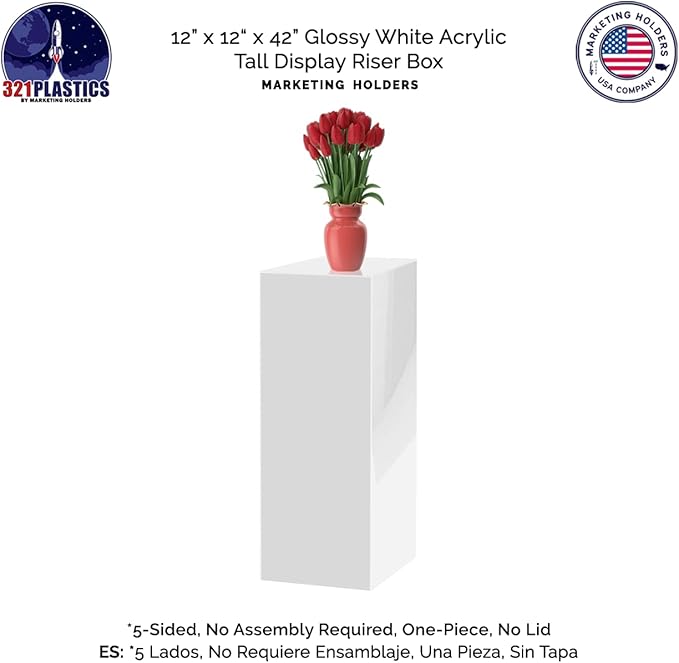 Acrylic Display Riser Box White Tall Acrylic Cube Pedestal Art Sculpture 12" x - Image 4
