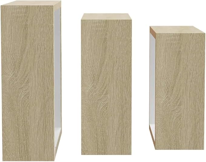 vidaXL 3 pcs Wall Cube Shelves in White and Sonoma Oak - Image 8