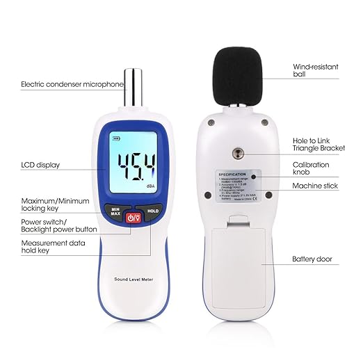 Decibel Sound Meter, Hand-Held Sound Level Meter 30dB to 13dB, Noise Meter - Image 4