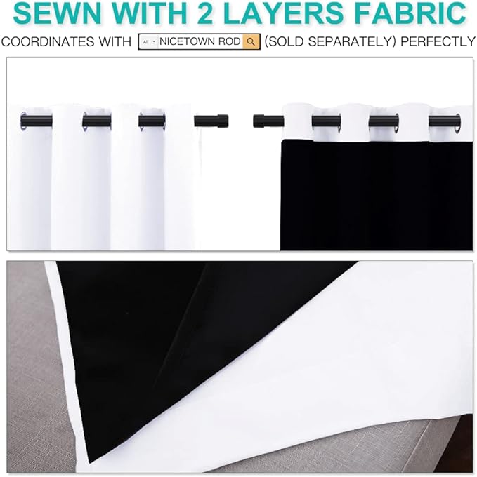 NICETOWN 100% Blackout Window Curtain Panels, Cold and Full Light Blocking - Image 4