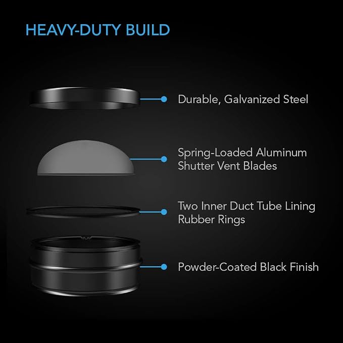 AC Infinity 4" Backdraft Damper, One-Way Airflow Ducting Insert - Image 2