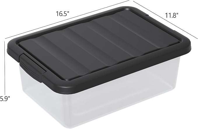 Vcansay 14 Quart Plastic Clear Latching Storage Container, Frosted Stackable Bin - Image 2