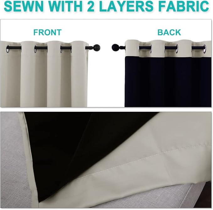 NICETOWN Full Shading Curtains for Windows, Super Heavy-Duty Black Lined - Image 4