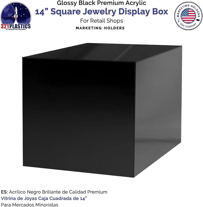 14 Inch Glossy Black Acrylic Display Box - Image 3