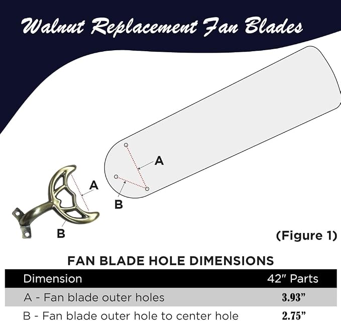 16" Fan Blades - 42" Ceiling Fan Replacement - Black Wood - Image 4