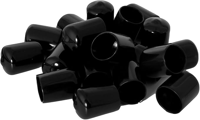 20 PCS Black Round Vinyl Rubber End Caps Kits, Flexible Screw Thread Protectors by Zinkebol
