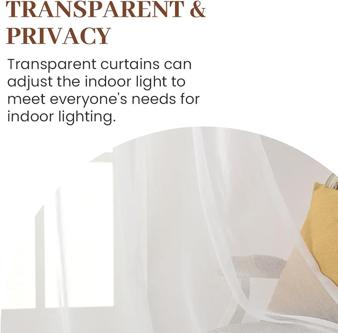 Dreaming Casa White Sheer Curtains 96 Inches Long, Rod Pocket & Back Tab Light - Image 4