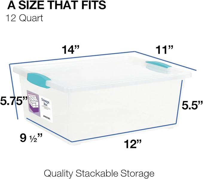 Tribello Plastic Storage Containers, 12 Qt, 2 Pack, Made in USA - Image 2