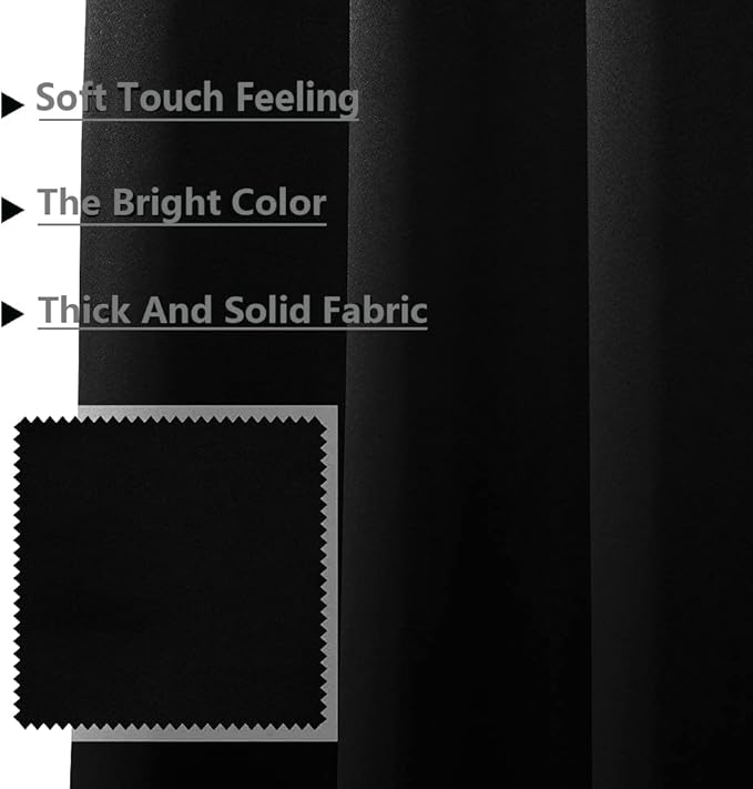 MYSKY HOME Black Curtains for Living Room Black Out Curtains for Bedroom 84 - Image 3