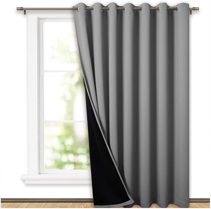 NICETOWN Total Shade Patio Door Curtain, Heavy-Duty Full Light Shading Sliding - Image 2