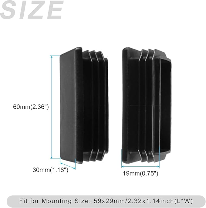 METALLIXITY Rectangle End Caps 10Pcs, Plastic Rectangle Tube Inserts Threaded - Image 2