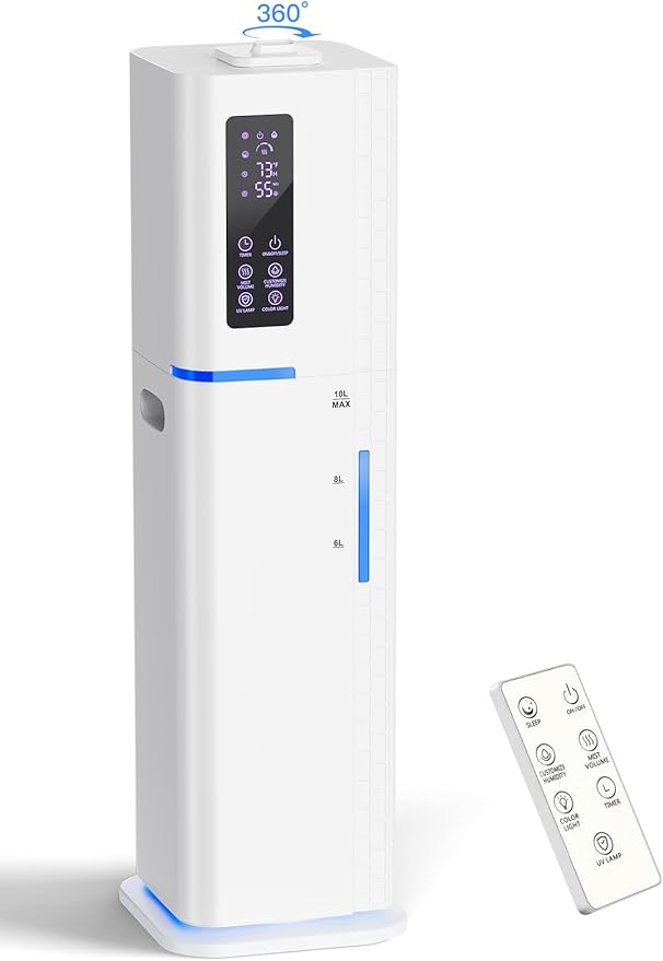 10L/2.64Gal Humidifiers for Bedroom, Top Fill Quiet Ultrasonic Cool Mist by Zeova