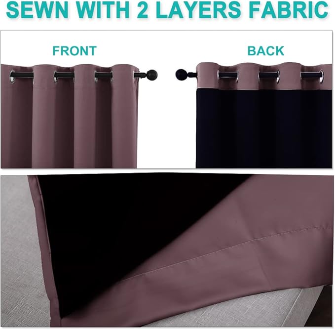 NICETOWN 100% Blackout Curtains 84 inches Long, Pair of Energy Smart & Noise - Image 5