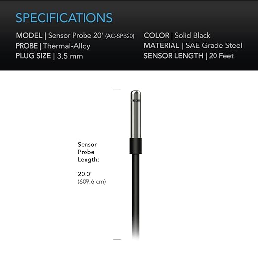 AC Infinity Controller Sensor Probe, Stainless Steel 20’ Waterproof Temperature - Image 5