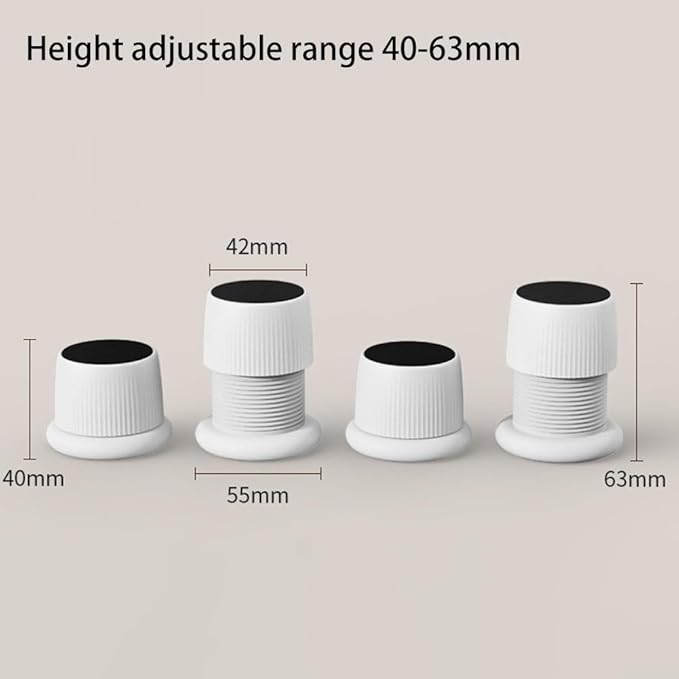 Adjustable Furniture Levelers 40-63mm, Anti-Slip Appliance Risers - Image 3
