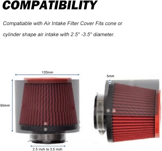 RULLINE Universal Air Intake Filter Cover Heat Shield Stainless Steel Cover - Image 6