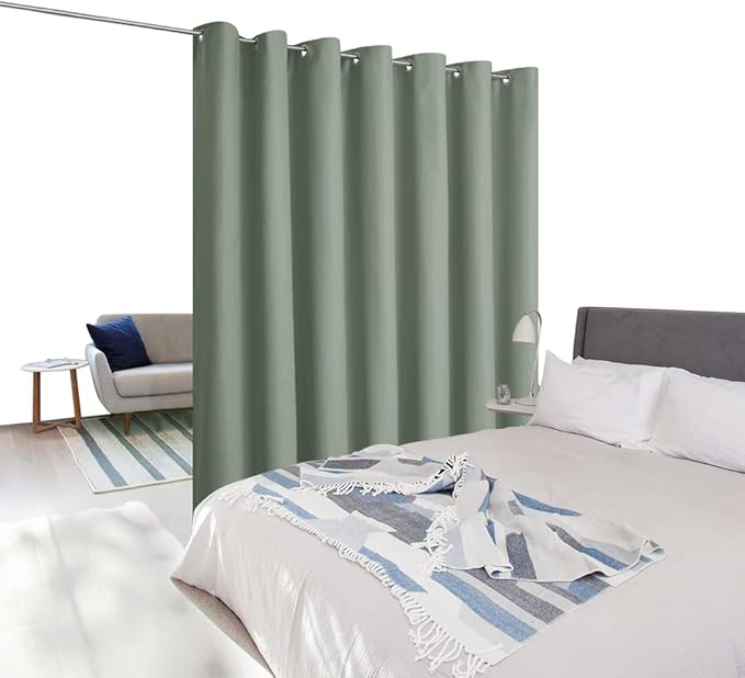 NICETOWN Greyish Green Room Separating Divider, Room Divider Curtain Screen - Image 2