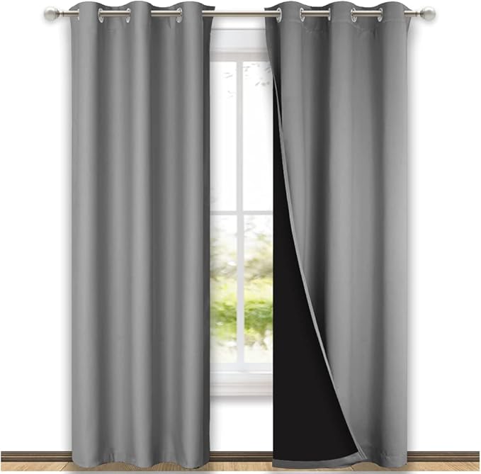 NICETOWN Silver Grey Full Shade Curtain Panels, Pair of Thermal Insulated & by NICETOWN