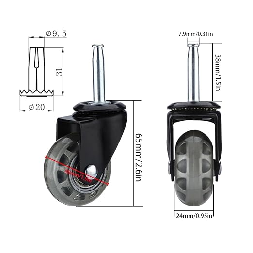 2 inch Floor Friendly Rubber Caster Wheels, Furniture Swivel Casters Set of 4 - Image 3
