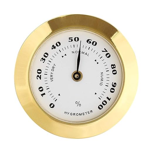 Gold Upgraded Hygrometer Humidity Meter Mini 38mm Round Glass Analog Hygrometer by Unknown