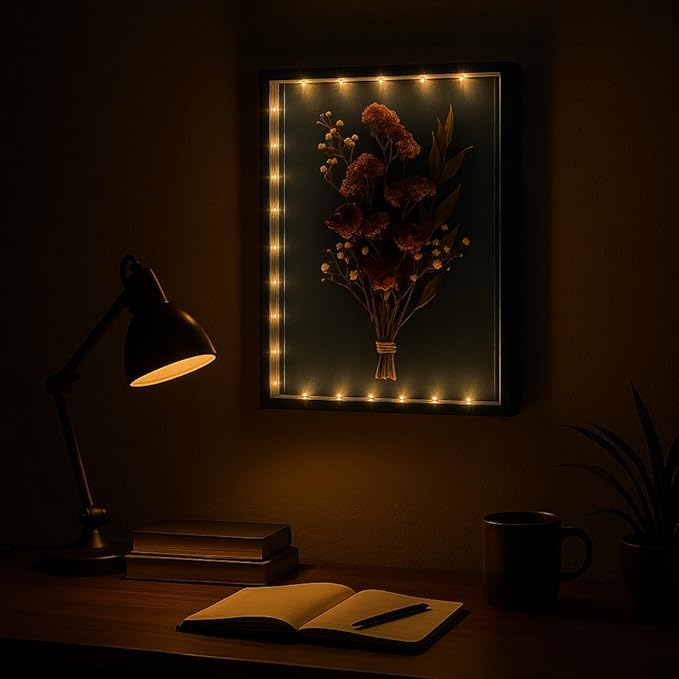 Dried Flowers Shadow Box with LED Light Dimmable Changeable Pictures Display - Image 3