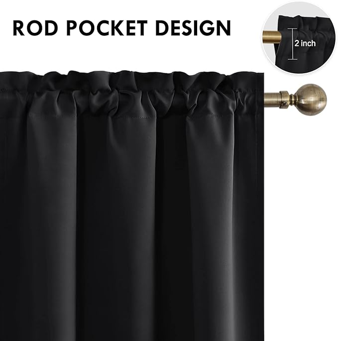 DWCN Black Blackout Curtains for Bedroom –Rod Pocket Thermal Insulated Room - Image 4
