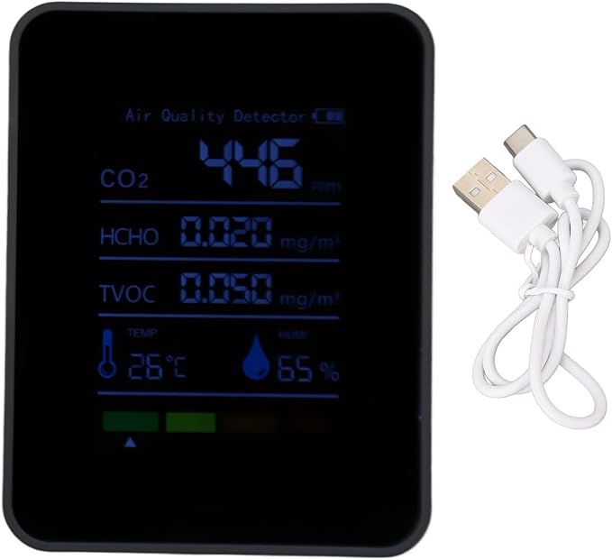CO2 Monitor Indoor Air Quality Meter Real Time Detection of Carbon Dioxide HCHO by LiebeWH