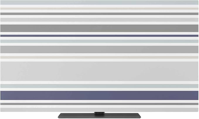 Minimalist Stripes Gray Blue Beige Indoor TV Cover, Elastic TV Screen Protector - Image 2