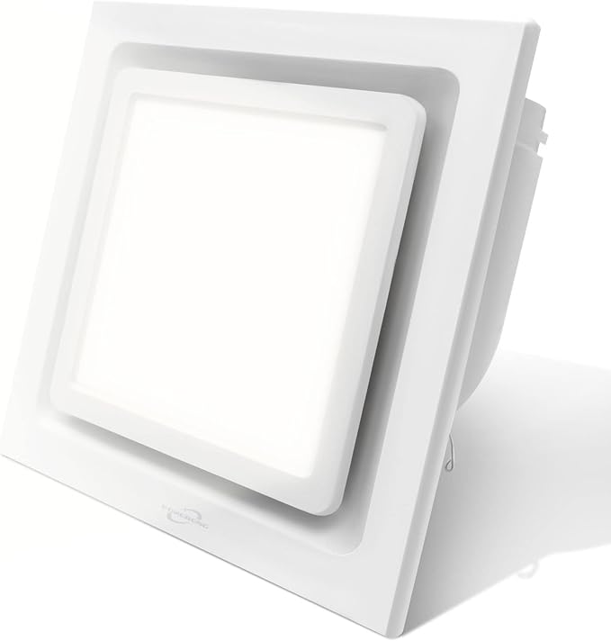 Bathroom Exhaust Fan with Light, 11.8 In Panel, 6000K 12W Square LED, 141 CFM by POWERENG