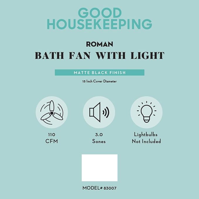 Good Housekeeping Roman Decorative 110 CFM 3.0 Sones Bathroom Ventilation - Image 3
