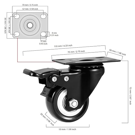 2" Swivel Casters Set 24, Heavy Duty Locking Casters - Image 2