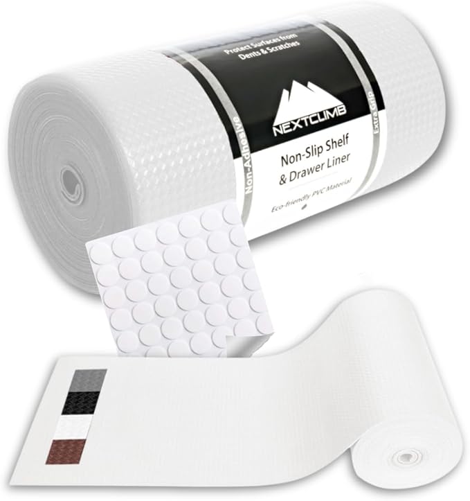 Shelf Liner, Drawer Liner & Kitchen Cabinet Liner – Thick Waterproof Rubber by NextClimb