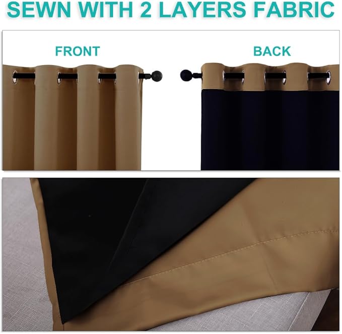 NICETOWN 100% Blackout Lined Curtains, Totally Darkness Drapes - Image 5