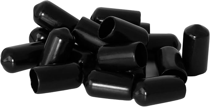 20 PCS Black Round Vinyl Rubber End Caps Kits, Flexible Screw Thread Protectors by Zinkebol