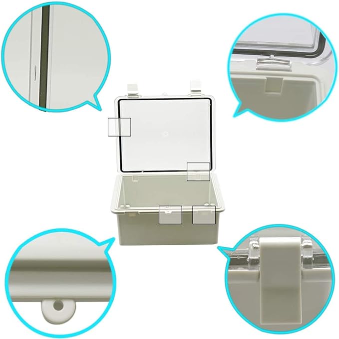 Zulkit Junction Box ABS Plastic Waterproof IP65 Electrical Boxes Hinged Shell - Image 6