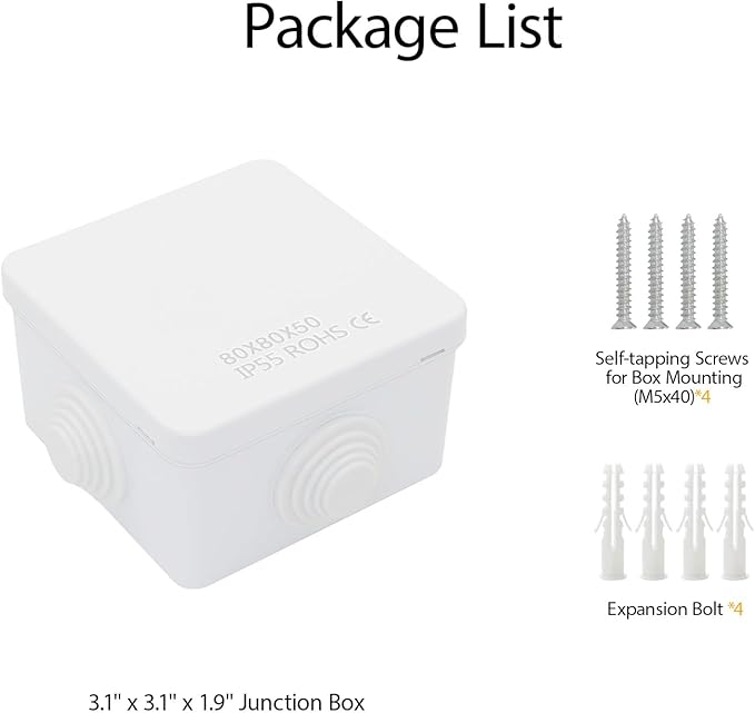LeMotech Junction Box, ABS Plastic IP55 Water Resistant and Dustproof, - Image 9