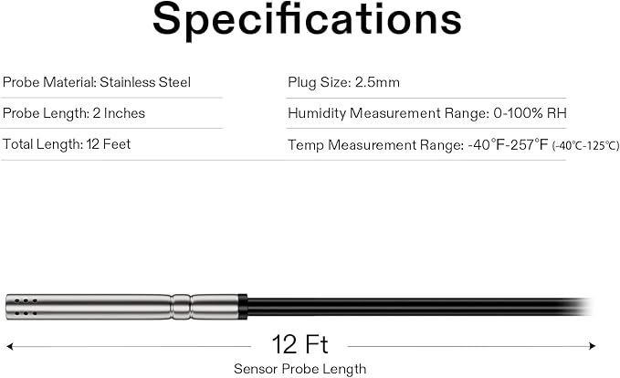 VIVOSUN Temperature & Humidity Sensor Probe, Waterproof Stainless Steel - Image 7