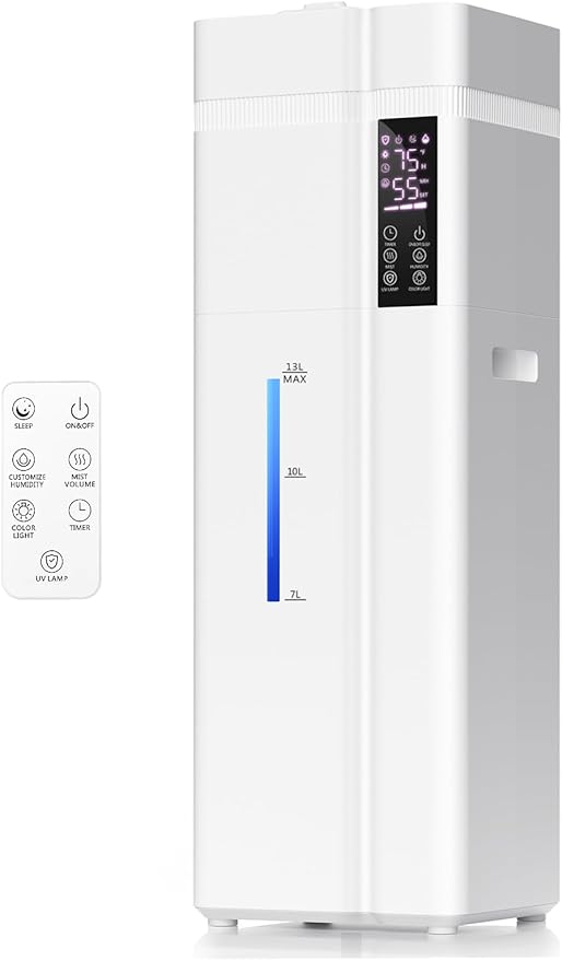 13L/3.43Gal Humidifier Large Room, 800ft² Coverage, 100H Runtime, Auto Humidity by NexvaDirect