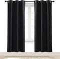 NICETOWN Black Out Curtain Panel Shade Black Solid Energy Efficient Eyelet Top by NICETOWN