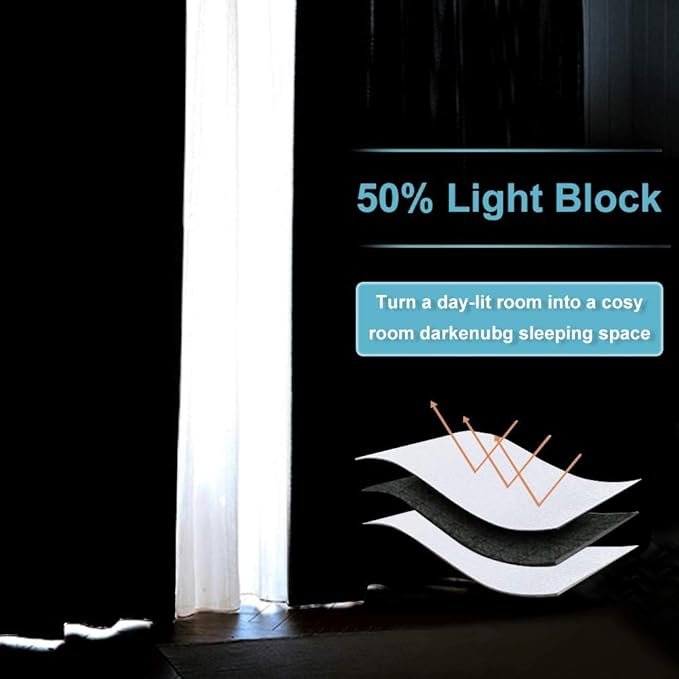 RYB HOME Room Dividers Curtain Privacy 50% Light Block Energy Efficiency Wall - Image 6