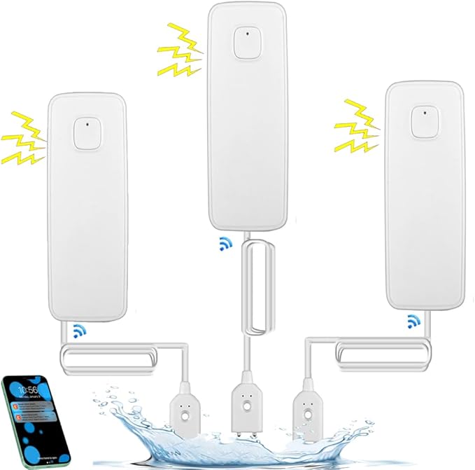 3PCS WiFi Water Leak Detector Kit, 80dB Water Sensor Alarm, Sump Pump Leakage by Shonmau