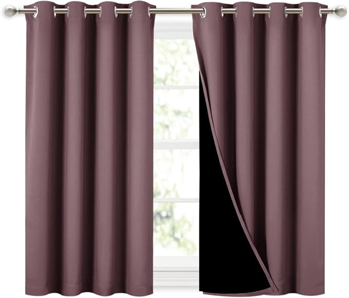 NICETOWN Dry Rose 100% Blackout Curtains 45 inches Long, 2 Thick Layers by NICETOWN