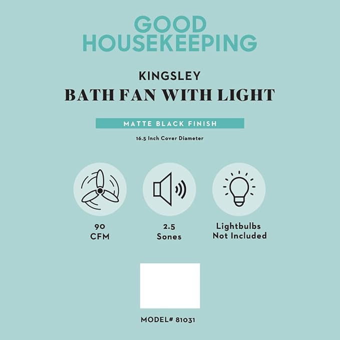 Good Housekeeping Kingsley Decorative 90 CFM 2.5 Sones Bathroom Ventilation - Image 3