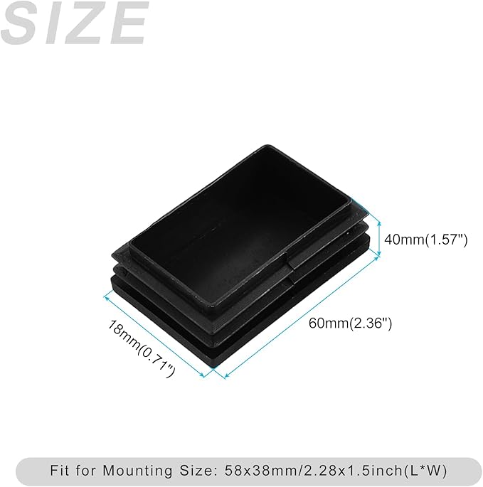 METALLIXITY Rectangle End Caps 10Pcs, Plastic Rectangle Tube Inserts Threaded - Image 2