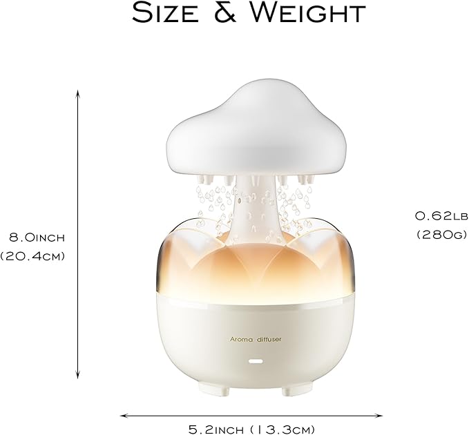 Raindrop Portable Humidifier, Cloud Essential Oil Diffuser, 230ml Capacity - Image 6