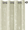 BUHUA Blackout Curtains Silver Foil Print Flower Vine Grommet Drapes, Room by BUHUA