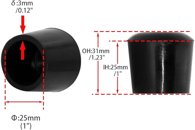 Flyshop 1", 25 mm, Patio Round Chair Leg Caps, Furniture Table Feet Covers - Image 2