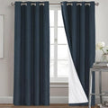 PrinceDeco Navy Blue 100% Blackout Linen Curtains 90 Inch Long, Thick Faux by PrinceDeco