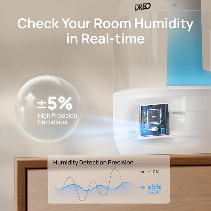DREO Humidifiers for Bedroom, 3L Top Fill 30H & 26dB Quiet Runtime for Large - Image 4