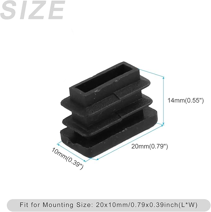 METALLIXITY Rectangle End Caps 16Pcs, Plastic Rectangle Tube Inserts Threaded - Image 2